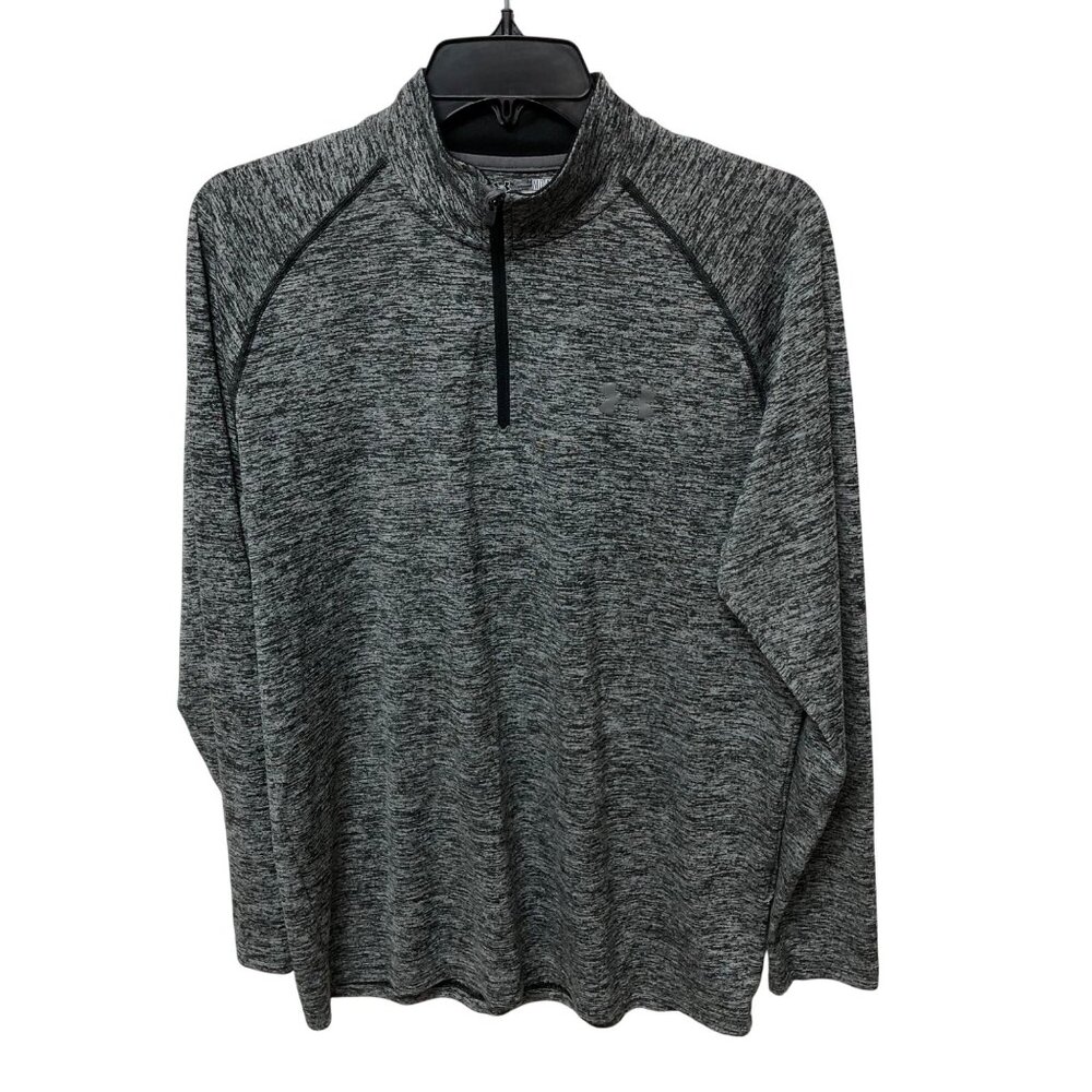 Under Armour Heatgear Mens Loose Fit Gray Quarter-Zip Long Sleeve Pullover MD